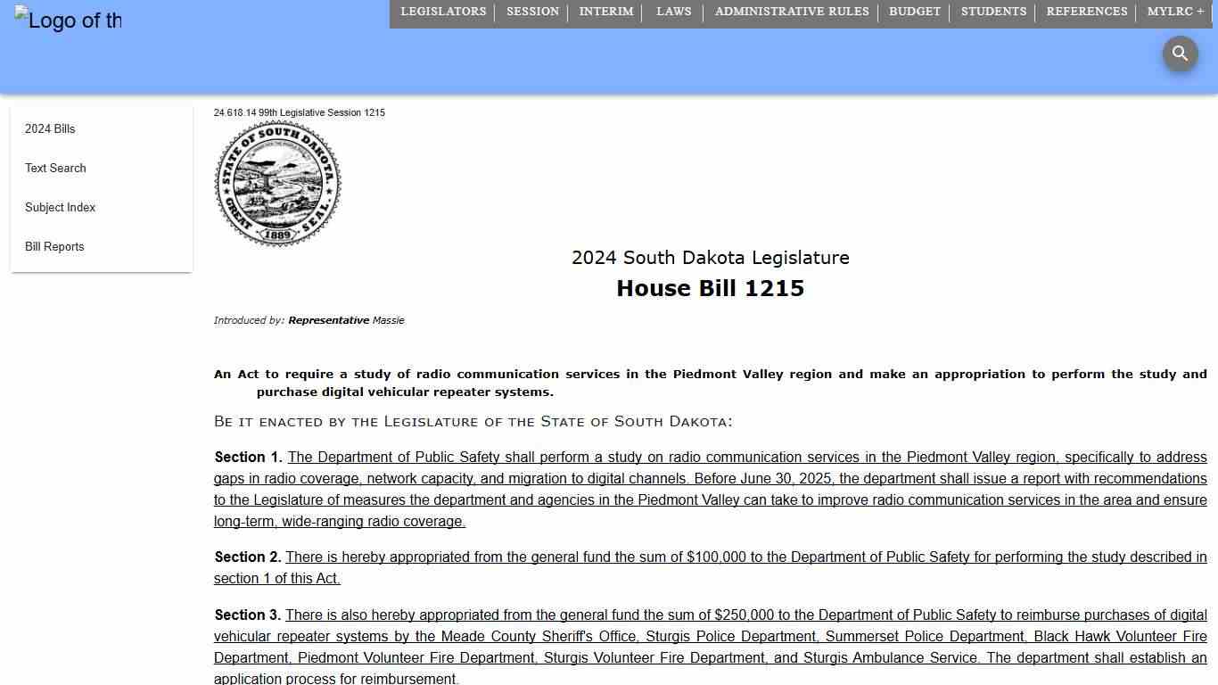 2024 House Bill 1215 | South Dakota Legislature